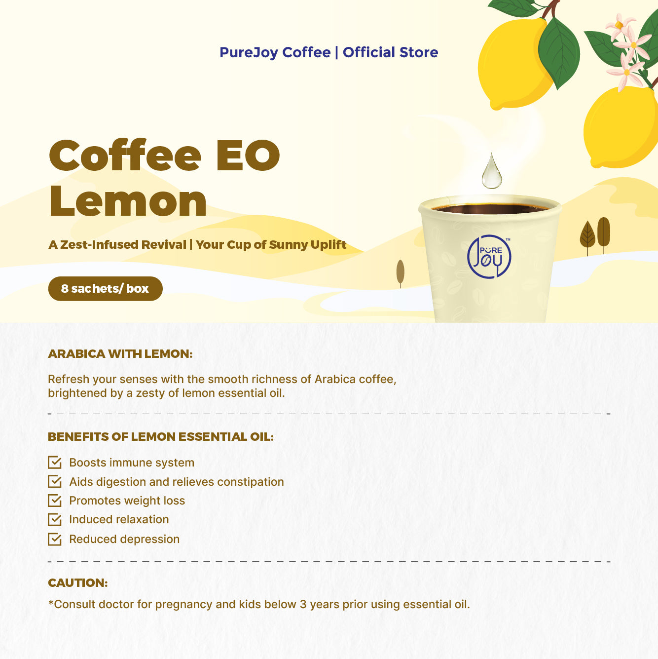 PureJoy EO Drip Bag Coffee│Arabica with Lemon (8Pcs/Box)