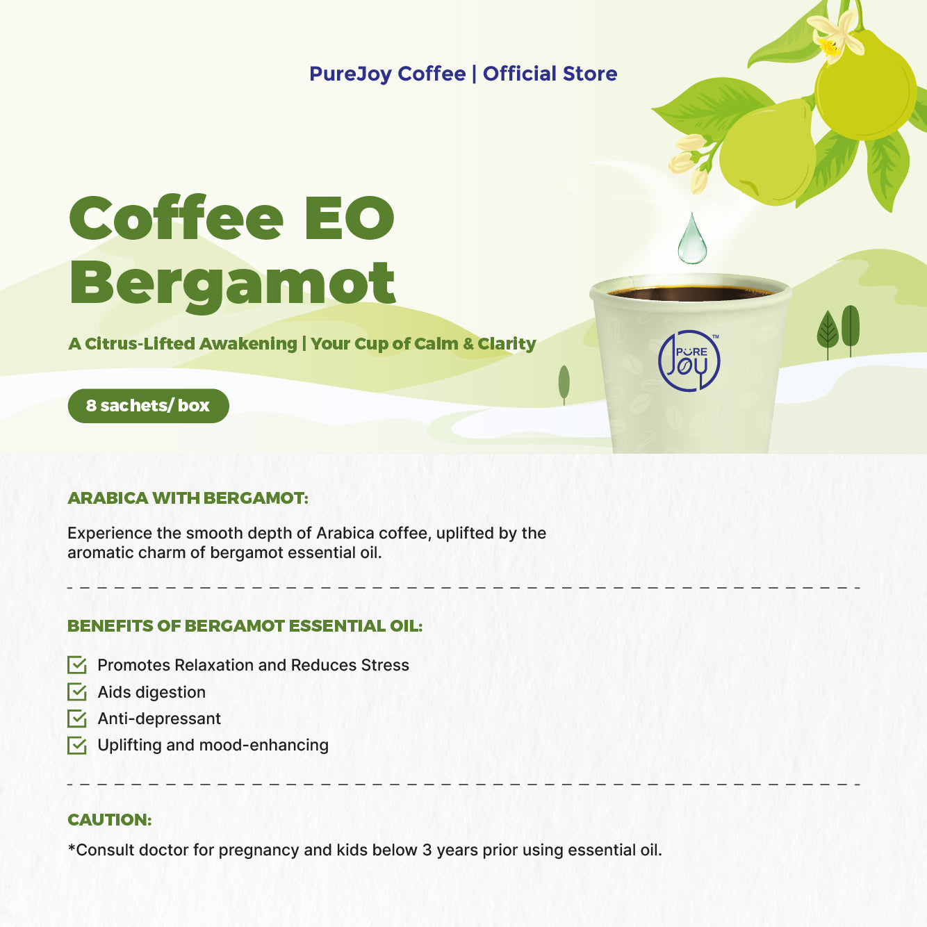PureJoy EO Drip Bag Coffee│Arabica with Bergamot (8Pcs/Box)