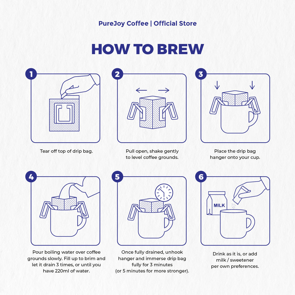 Blue Mountain Single Origin Premium Arabica Drip Bag 8pcs Smooth Taste Fresh Roasted PureJoy Coffee
