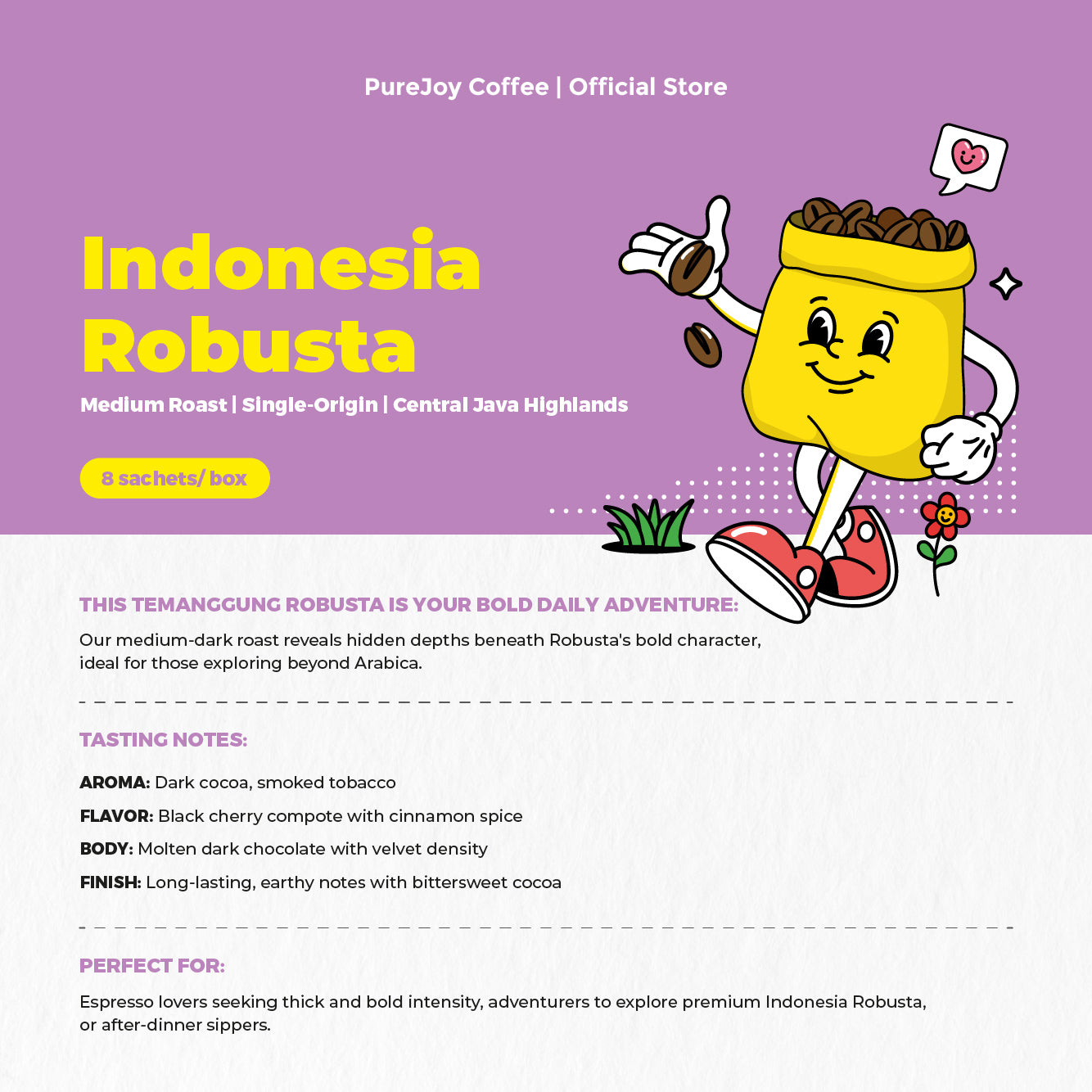 PureJoy Drip Bag Coffee│Indonesian Robusta (8Pcs/Box)