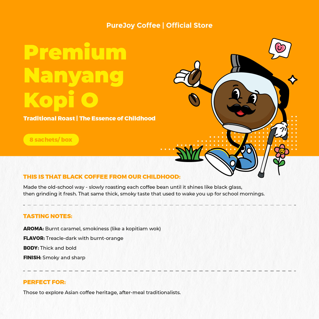 PureJoy Drip Bag Coffee | NanYang Kopi O (8Pcs per Box)